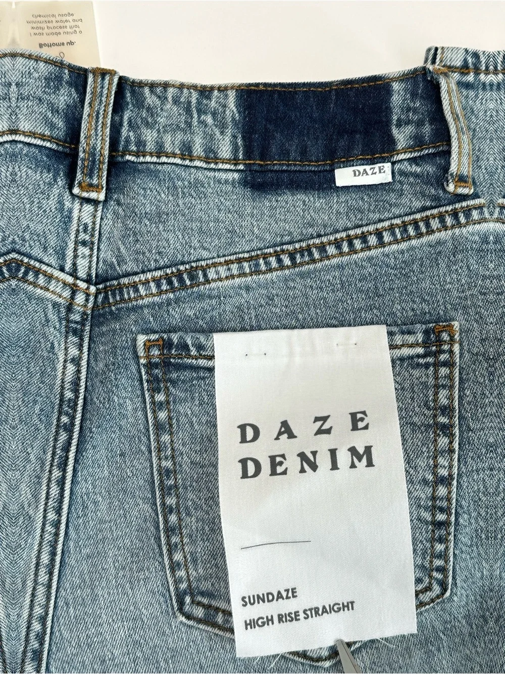Daze 90s inspired Minimalist High Rise Straight Leg Light Wash Relaxed Denim